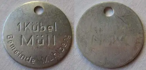 Aluminium Müllmarke DDR Gemeinde Mühlberg 1 Kübel Müll (107455)