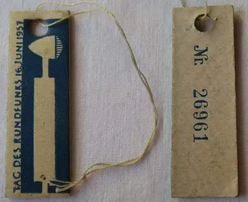 DDR Abzeichen Tag des Rundfunks 16. Juni 1957 Katalog Belegexemplar (136740)