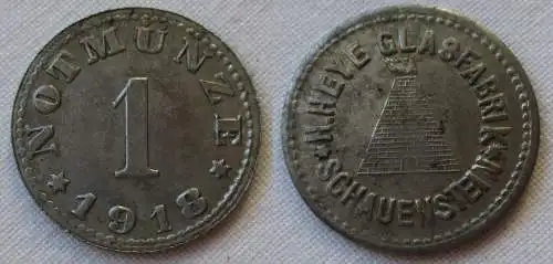 NOTGELD: 1 Pfennig 1918, Eisen. HEYE GLASFABRIK SCHAUENSTEIN (131219)