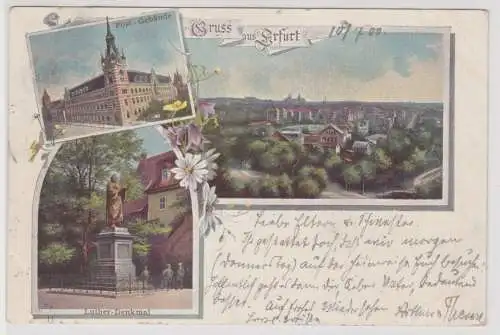 46461 Mehrbild Ak Gruß aus Erfurt Post Gebäude usw. 1900