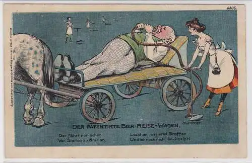 91791 Künstler Ak Bruno Bürger Leipzig No. 6806 Bier-Reise-Wagen 1906