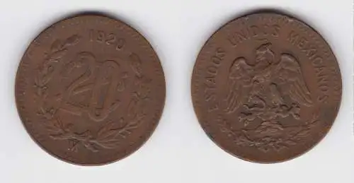20 Centavos Bronze Münze Mexiko 1920 (155043)