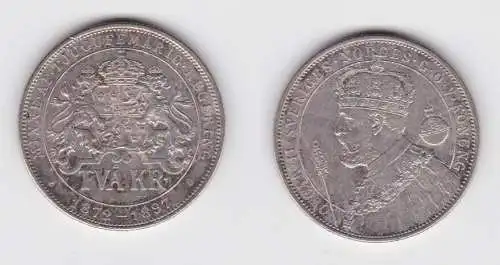 2 Kroner Kronor Silber Münze Schweden KM 762 f.vz (140469)