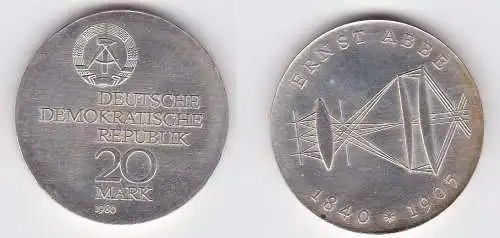 DDR Gedenk Münze 20 Mark Ernst Abbe 1840-1905, 1980 (128901)