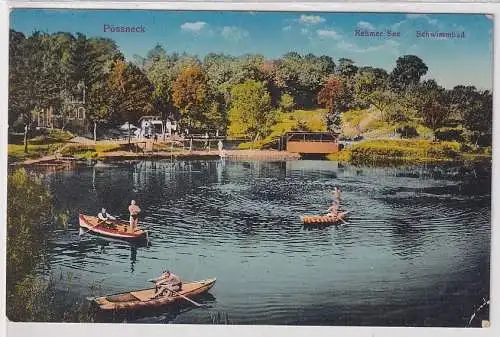 36964 Ak Pössneck - Rehmer See, Schwimmbad, Moor-u. Familienbad R.Schneider 1915