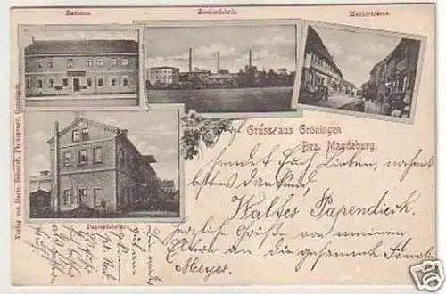 26933 Mehrbild-Ak Gruß aus Gröningen Bez. Magdeburg 1903