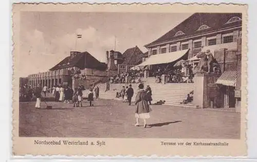 90870 Ak Nordseebad Westerland auf Sylt Terrasse vor der Kurhausstrandhalle 1925