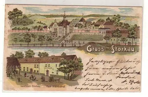 48429 Ak Lithographie Gruß aus Storkau Gasthof 1903