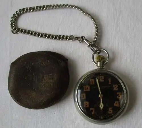 CARLEY & CLEMENCE WW2 Britische Militär Taschenuhr SWISS MADE 15 Steine (109457)