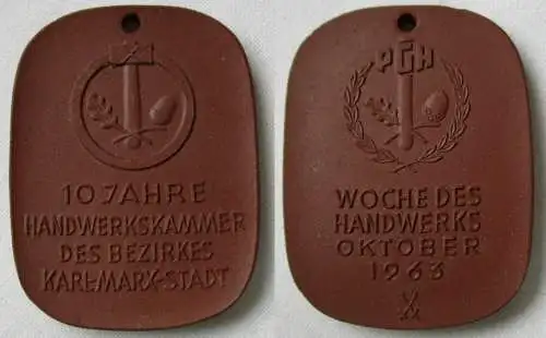 DDR Plakette 10 Jahre Handwerkskammer des Bezirkes Karl-Marx-Stadt 1963 (123918)