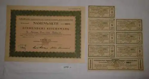 100 Mark Aktie Gedelag Lebensmittel Großhändler in Berlin 8.11.1941 (127792)