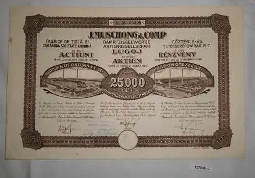 1000 Lei 25 Aktien J. Muschong & Comp Dampfziegelwerke AG Lugoj 1925 (127045)