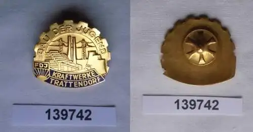 DDR Abzeichen Bau der Jugend Kraftwerk Trattendorf in Gold (139742)