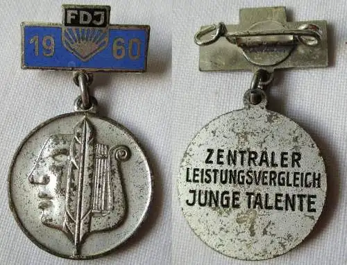 DDR FDJ Abzeichen Leistungsvergleiche junger Talente 1960 in Silber (142082)