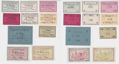 10 x Banknoten Notgeld Spar- & Darlehnskassenverein Tichau 1917-1919 (137778)