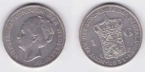 1 Gulden Silber Münze Niederlande 1931 ss+ (148976)