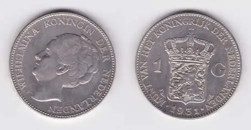 1 Gulden Silber Münze Niederlande 1931 ss+ (127319)