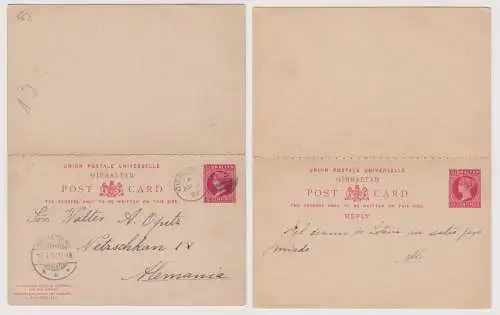 900130 seltene Ganzsachen Antwort Postkarte Gibraltar 10 Centimos rot 1897