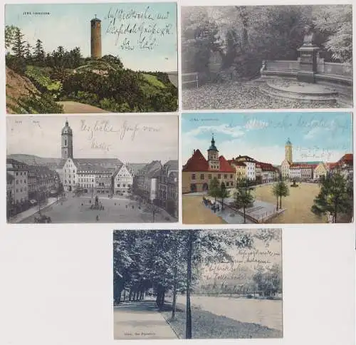 99122/5 Ak Jena - Markt, Fuchsturm, Ortsansichten, Denkmal von Schiller