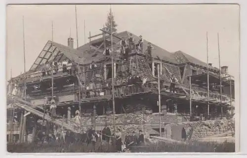 98697 Foto Ak Ulm a.D. Haus im Rohbau um 1920