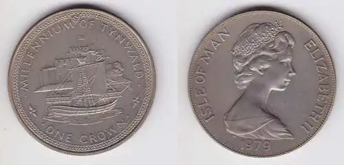 1 Crown Kupfer Nickel Münze Isle of Man Millenium of Tynwald 1979 (156960)