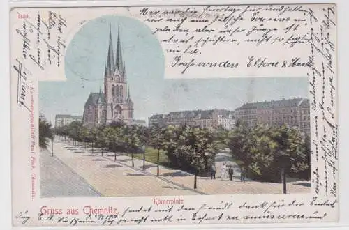 900473 Ak Gruss aus Chemnitz - Körnerplatz mit Kirche 1901
