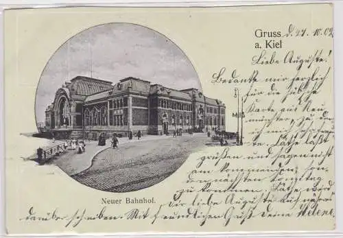 901358 Ak Gruss aus Kiel - Neuer Bahnhof 1902