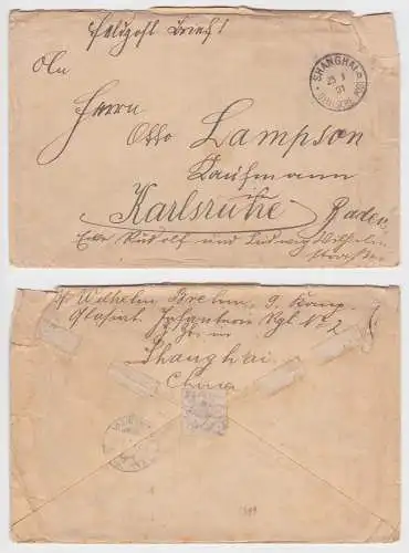 901501 Feldpost Brief Deutsche Post China Shanghai nach Karsruhe 1901