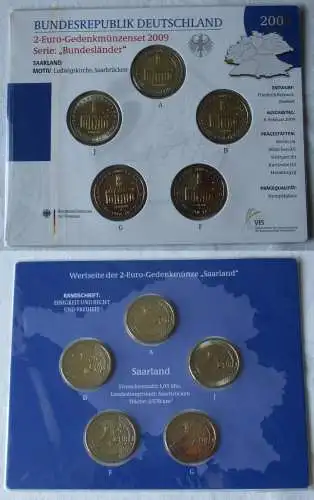 BRD 2 Euro-Gedenkmünzenset 2009 Stg. Bundesländer Saarland (159678)   