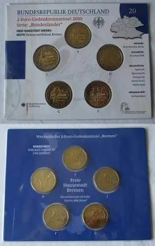 BRD 2 Euro-Gedenkmünzenset 2010 Stg. Bundesländer Hansestadt Bremen (159967)   