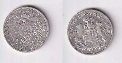 2 Mark Silbermünze Freie und Hansestadt Hamburg 1904 Jäger 63 f.ss (122865)