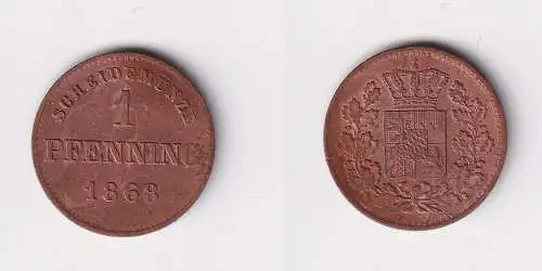1 Pfennig Kupfer Münze Bayern 1868 ss (119452)