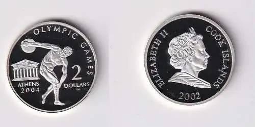 2 Dollar Silber Münze Cook Insel 2002 Olympiade Athen 2004 (131056)