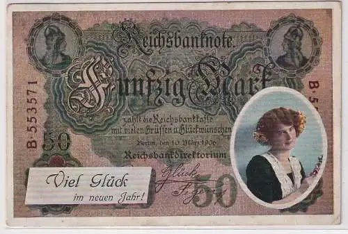 80787 Ak Viel Glück im neuen Jahr! als Reichsbanknote gestaltet 1916