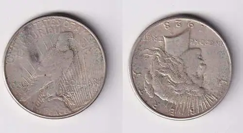 1 Peace Dollar Silber Münze USA 1923 f.ss (146501)