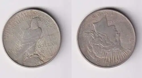 1 Peace Dollar Silber Münze USA 1922 f.ss (146719)