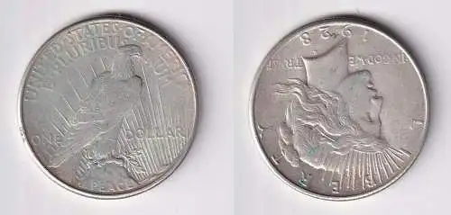 1 Peace Dollar Silber Münze USA 1923 f.ss (146638)