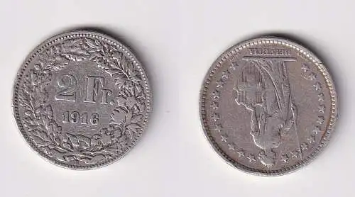 2 Franken Silber Münze Schweiz 1916 f.ss (141867)