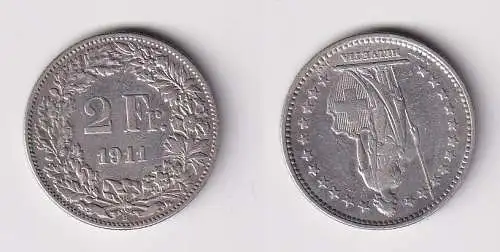 2 Franken Silber Münze Schweiz 1911 B ss (142608)