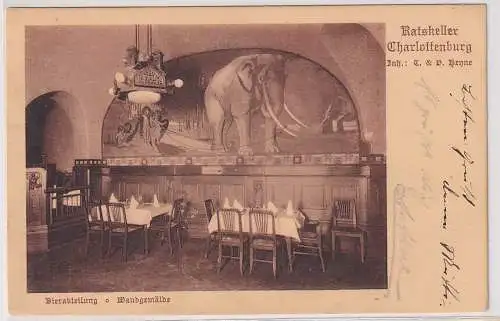 59761 Ak Ratskeller Charlottenburg Bierabteilung Wandgemälde Elefant 1909