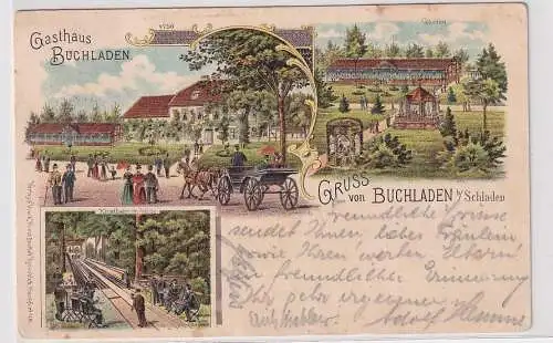 62939 Ak Lithographie Gruß vom Buchladen bei Schladen Gasthaus 1908