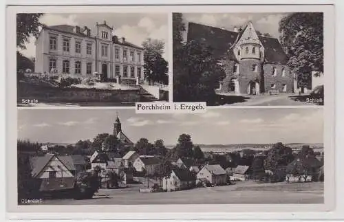 99229 AK Forchheim - Schule, Schloß, Oberdorf, Dorfansicht mit Kirche 