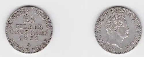 2 1/2 Silbergroschen Münze Preussen Wilhelm IV. 1851 A ss (150013)