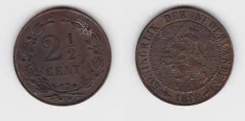 2 1/2 Cent Kupfer Münze Niederlande 1898 ss+ (134727)