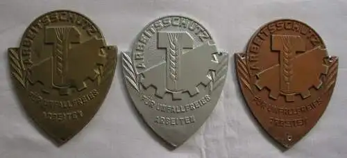 3 DDR Plaketten Arbeitsschutz - Für unfallfreies Arbeiten Bronze - Gold (134057)