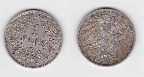 1 Mark Silber Münze Kaiserreich 1909 D, Jäger 17  (151778)