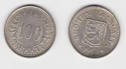 100 Markkaa Silber Münze Finnland 1957 (151796)