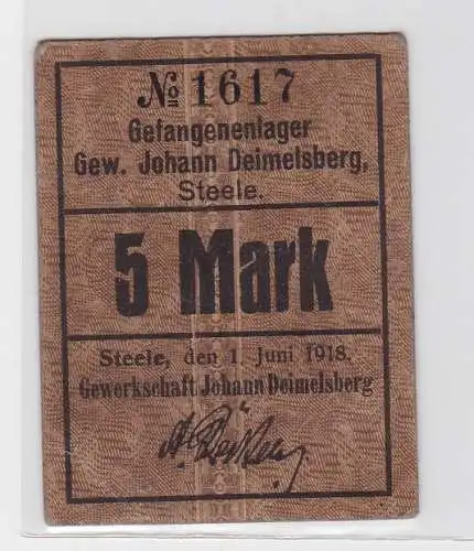 5 Mark Banknote Gefangenenlager Steele 1.Juni 1918 (130417)