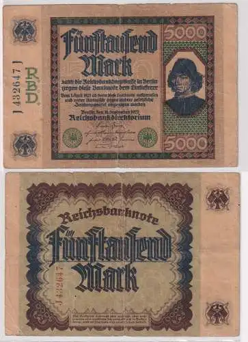 5000 Mark Inflations Banknote 16.9.1922 Rosenberg Nr.76 (123518)