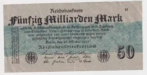 50 Milliarden Mark Inflation Banknote 26.10.1923 Ro.122 b (103169)
